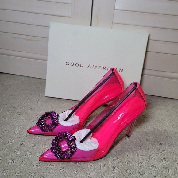 NIB Good American Cinder-F*cking-Rella Pump Heels - Hot Pink, Size 9 - Picture 6 of 13